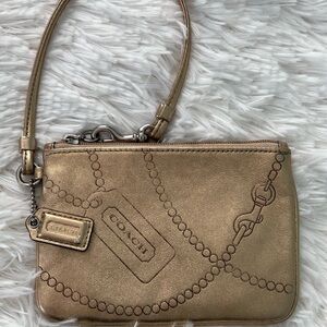 Coach Gold Chain-Embossed Wristlet